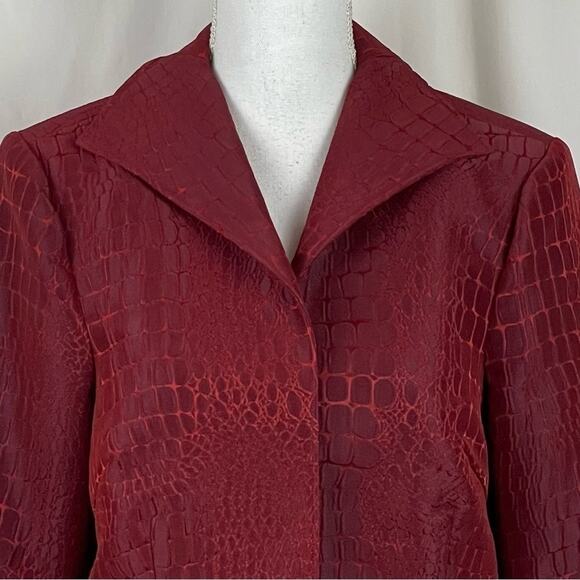 Anthropologie 3 Sisters Maroon & Red Alligator Embossed Print Jacket NWOT Size M - Picture 3 of 13